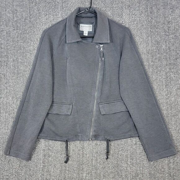 Marrakech Jacket Womens Medium Gray Stretchy Moto Asymmetrical Boho Zip Up - Picture 2 of 13
